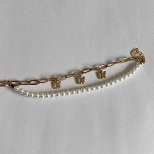double part butterfly/pearl bracelet
